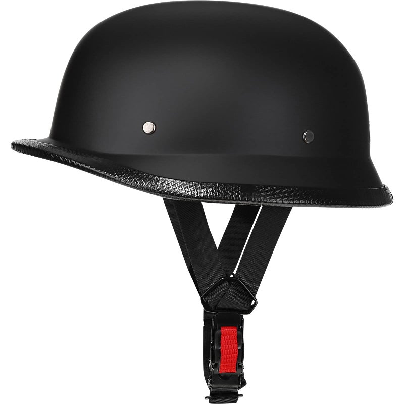Yesmotor Helmet Half Shell German Motorcycle Helmet with Cycling Glasses - DOT Approved (Large  Matte Black & Black) - Image 2